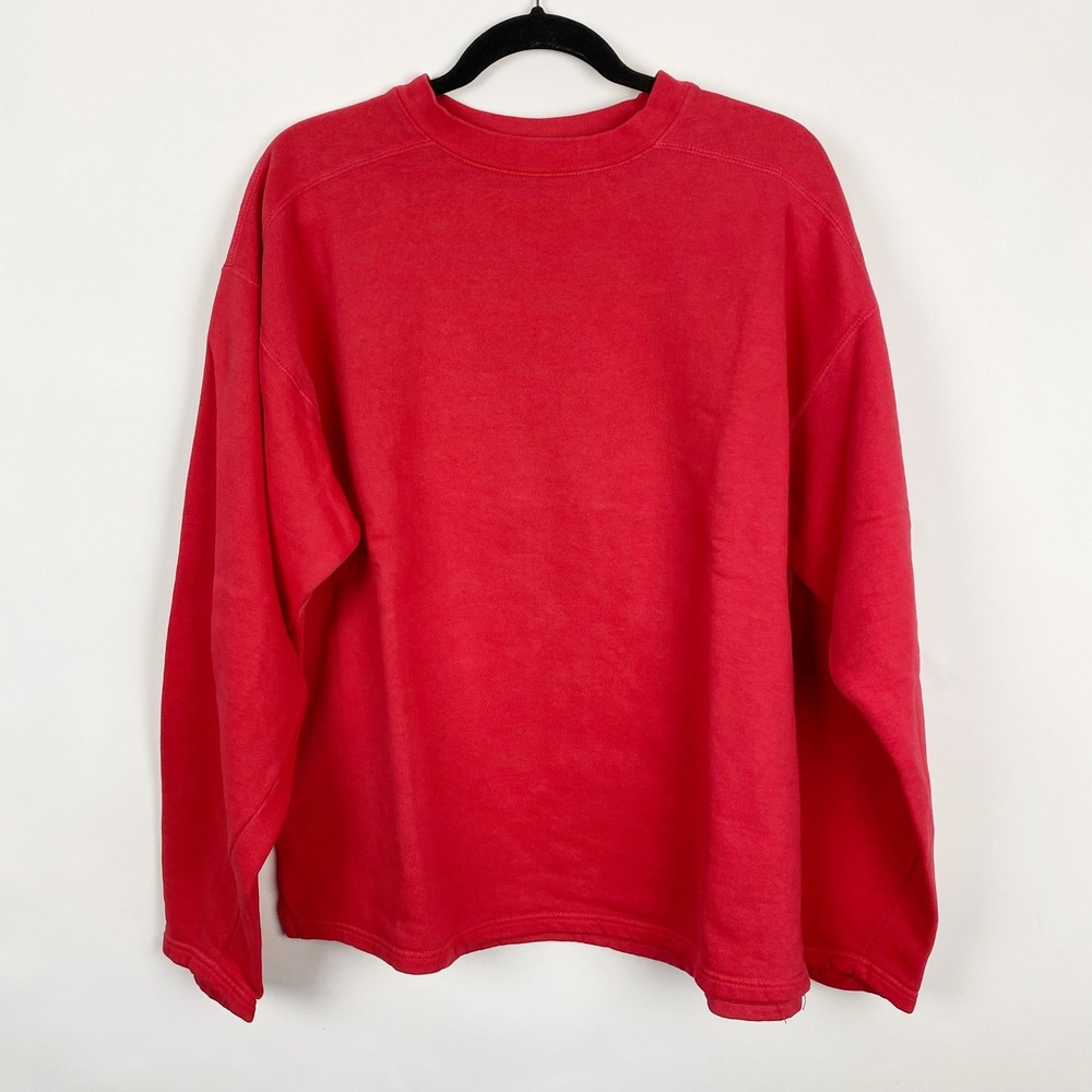 Authentic‎ Pigment Red Crewneck Sweatshirt Large Ringspun Cotton Pigment Dyed